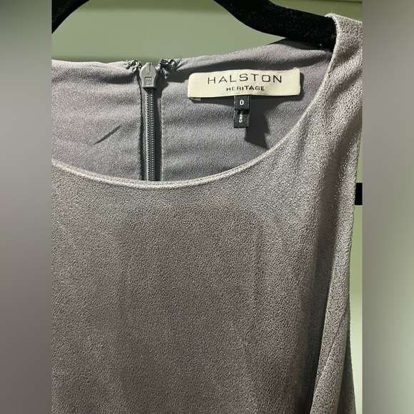 Halston Heritage Gunmetal Fringe Dress Gown, Grey/Silver/Metallic - Picture 9 of 9